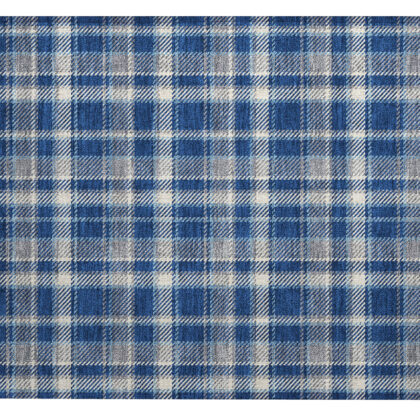 2' X 3' Navy and Ivory Plaid Washable Non Skid Indoor Outdoor Area Rug
