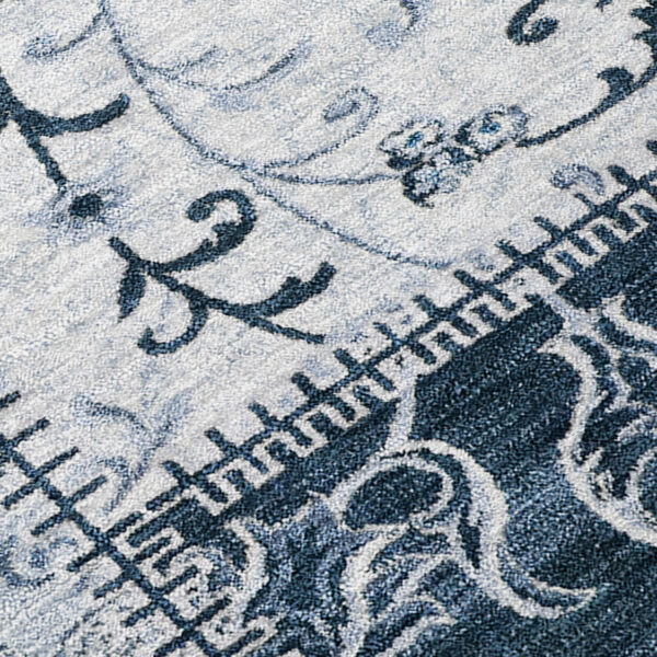 2' X 3' Denim Blue Patchwork Washable Non Skid Indoor Outdoor Area Rug