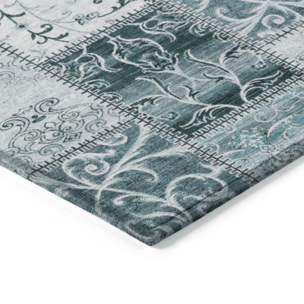 8' X 10' Teal Patchwork Washable Non Skid Indoor Outdoor Area Rug