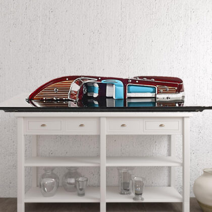 12" Wood Brown Riva Aquarama Half Hull Hand Painted Decorative Boat