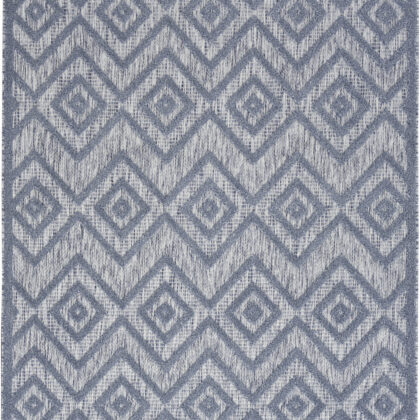 4' X 6' Denim Blue Argyle Indoor Outdoor Area Rug