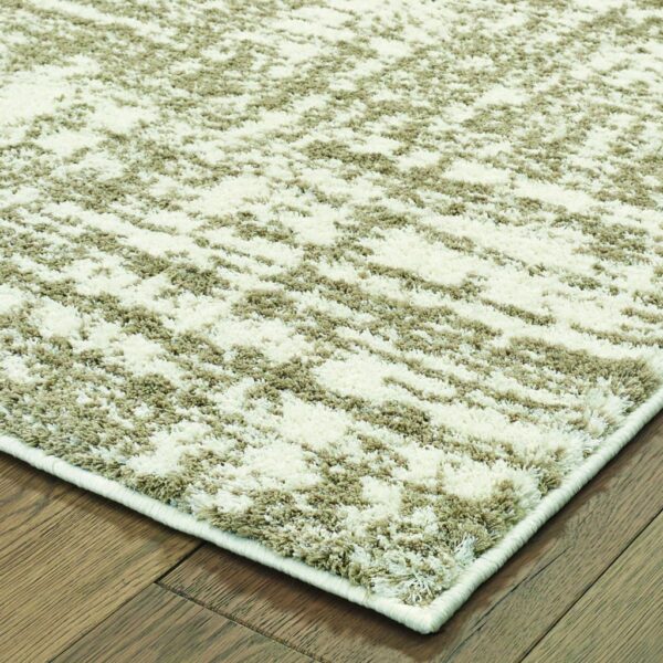 8’X11’ Ivory And Gray Abstract Strokes Area Rug