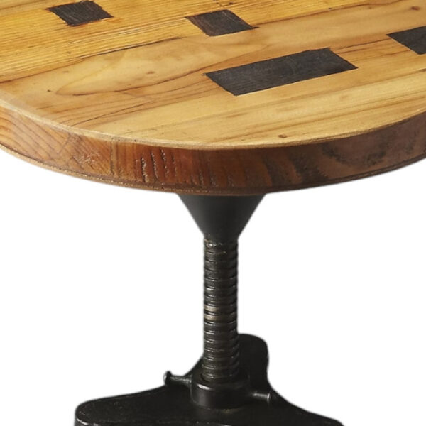 Brown and Black Manufactured Wood and Iron Backless Counter Height Swivel Bar Chair