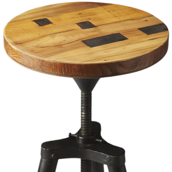 Brown and Black Manufactured Wood and Iron Backless Counter Height Swivel Bar Chair