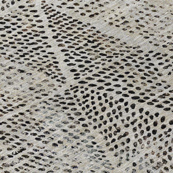 9' X 12' Gray Beige And Black Geometric Washable Indoor Outdoor Area Rug