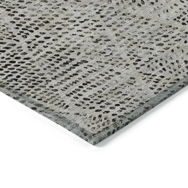 9' X 12' Gray Beige And Black Geometric Washable Indoor Outdoor Area Rug