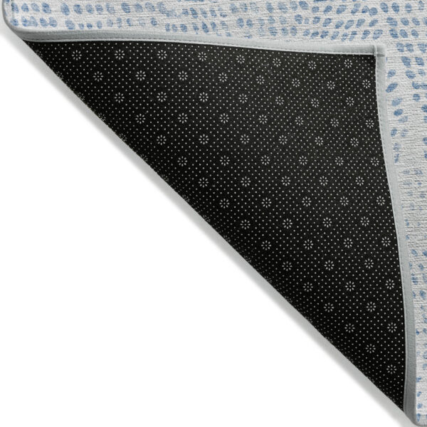 10' X 14' Denim Blue Ivory And Gray Geometric Washable Indoor Outdoor Area Rug