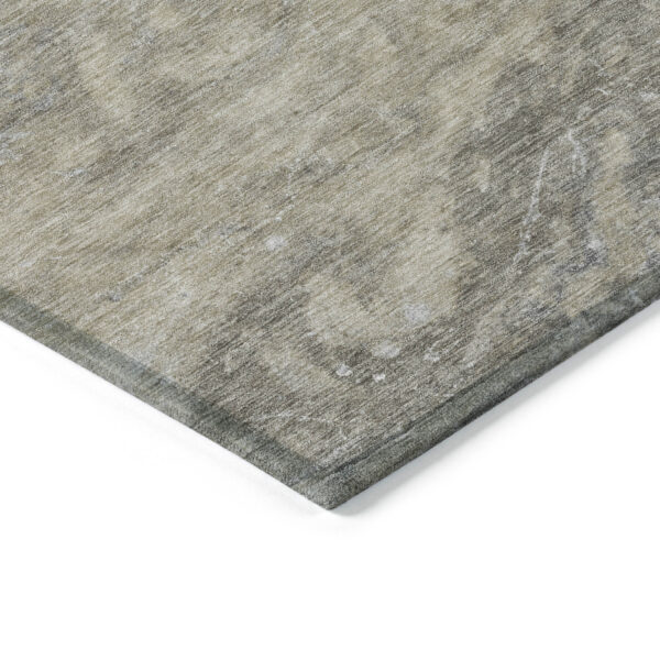 8' Taupe Beige And Ivory Round Abstract Washable Indoor Outdoor Area Rug
