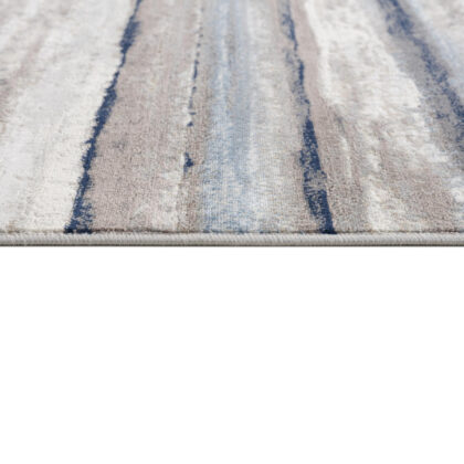 10' Blue and Beige Striped Distressed Runner Rug