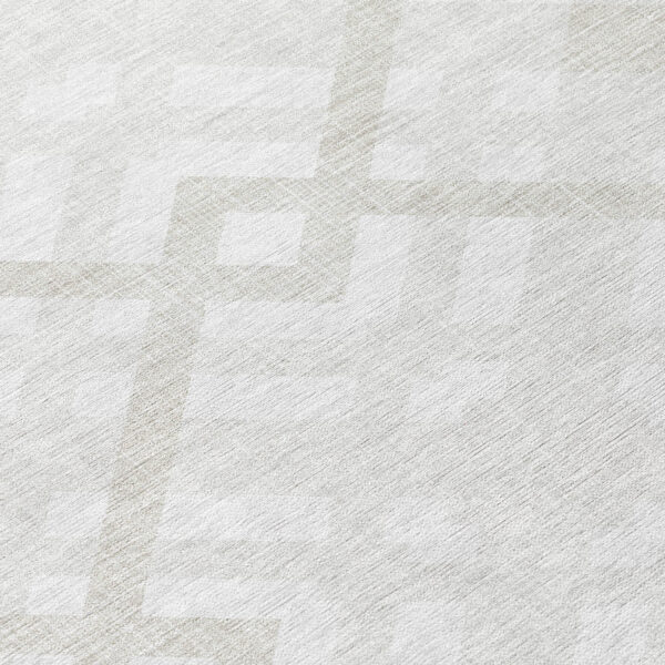 8' Ivory Beige And Tan Round Geometric Washable Indoor Outdoor Area Rug