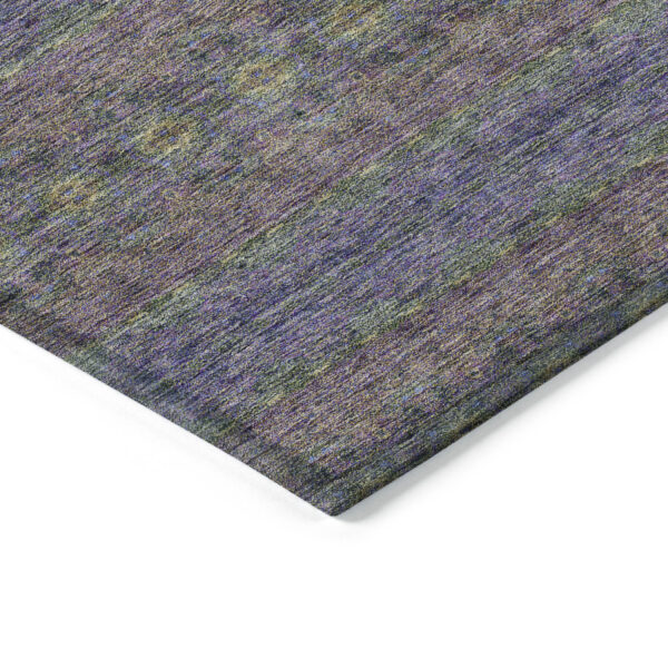 3' X 5' Purple Plum And Gold Floral Medallion Washable Indoor Outdoor Area Rug