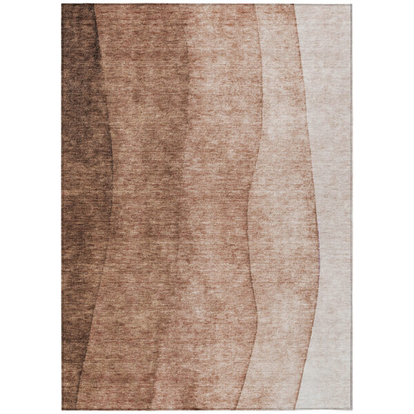 10' X 14' Brown Beige And Chocolate Ombre Washable Indoor Outdoor Area Rug