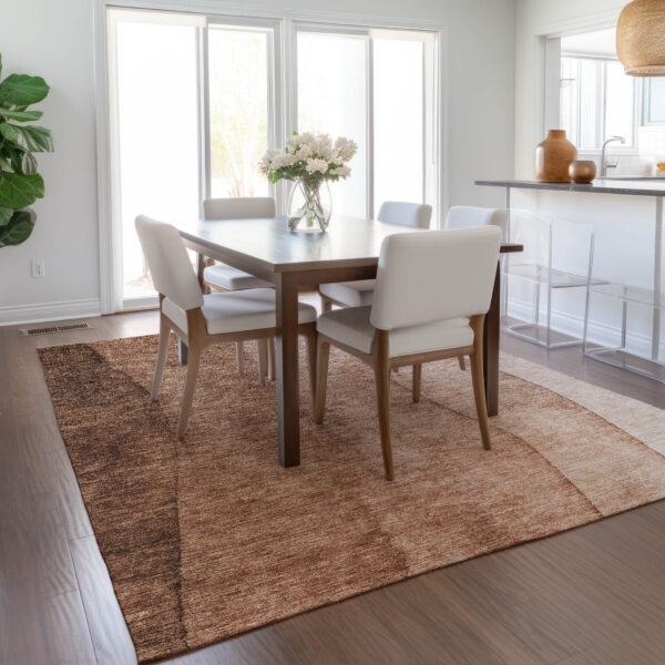 10' X 14' Brown Beige And Chocolate Ombre Washable Indoor Outdoor Area Rug