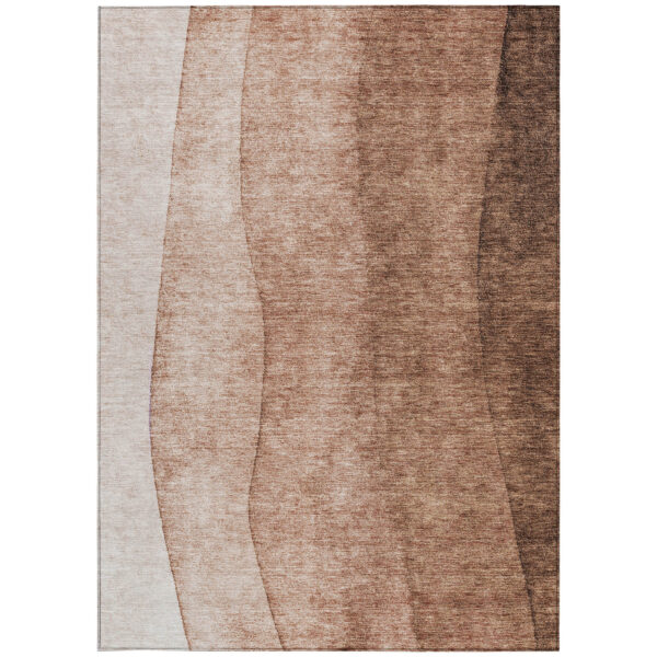 10' X 14' Brown Beige And Chocolate Ombre Washable Indoor Outdoor Area Rug
