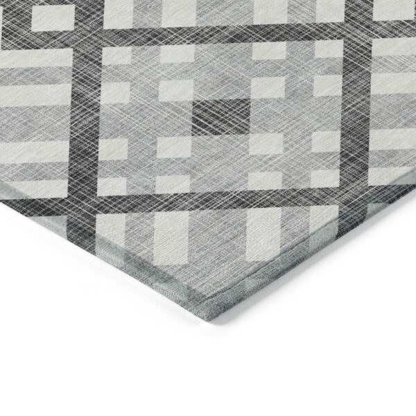 8' X 10' Gray Charcoal And Ivory Geometric Washable Indoor Outdoor Area Rug