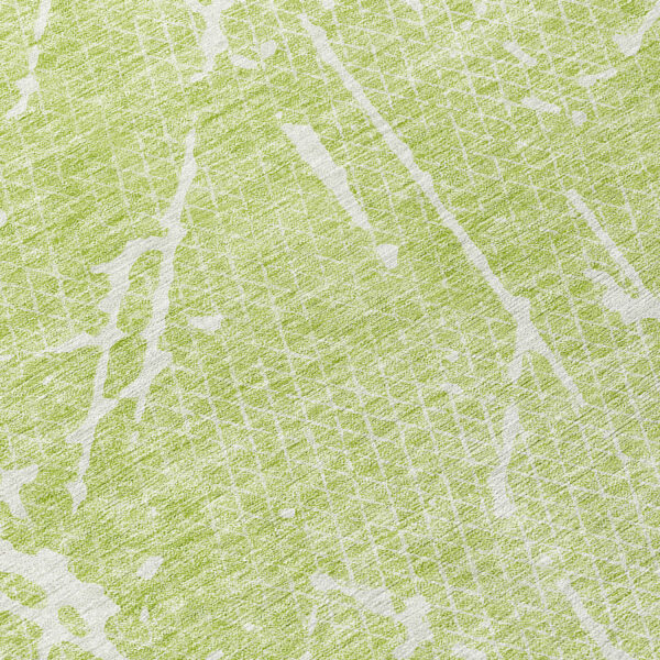 8' Artichoke Green And Ivory Round Abstract Washable Indoor Outdoor Area Rug