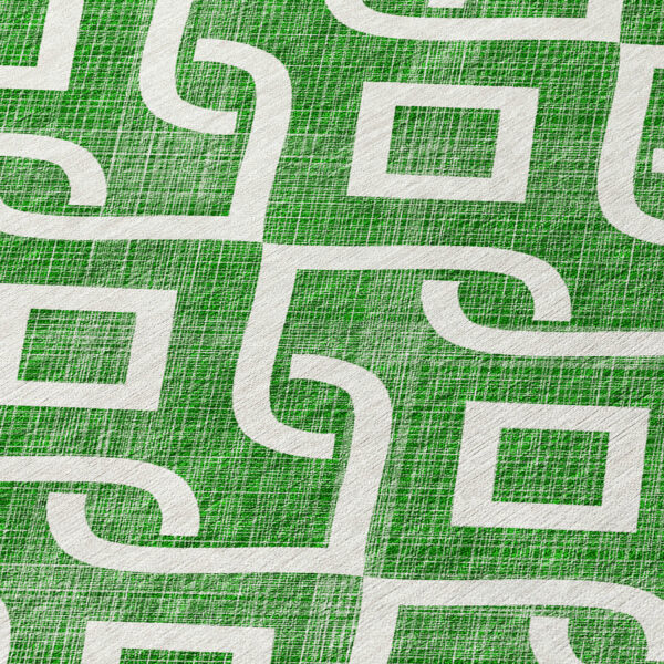 9' X 12' Emerald And Ivory Geometric Washable Indoor Outdoor Area Rug