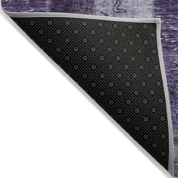 3' X 5' Purple Eggplant And Lavender Patchwork Washable Indoor Outdoor Area Rug