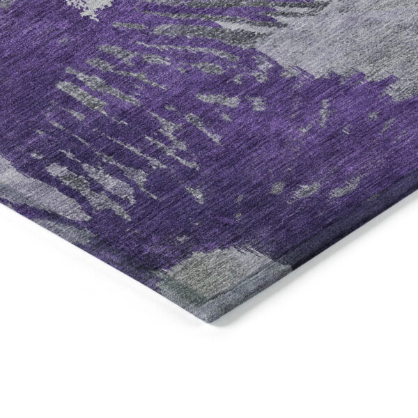 9' X 12' Purple Lilac And Eggplant Abstract Washable Indoor Outdoor Area Rug