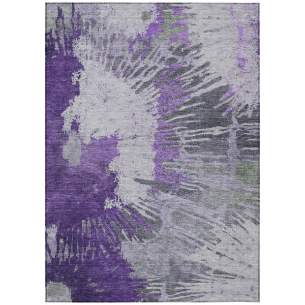 9' X 12' Purple Lilac And Eggplant Abstract Washable Indoor Outdoor Area Rug