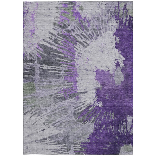 9' X 12' Purple Lilac And Eggplant Abstract Washable Indoor Outdoor Area Rug