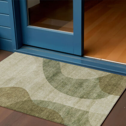 3' X 5' Beige And Chocolate Abstract Washable Indoor Outdoor Area Rug