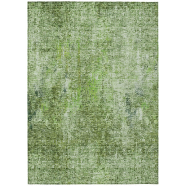 5' X 8' Olive Green And Artichoke Green Abstract Washable Indoor Outdoor Area Rug