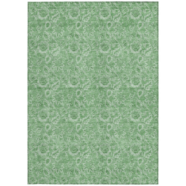 3' X 5' Green And Artichoke Green Floral Washable Indoor Outdoor Area Rug