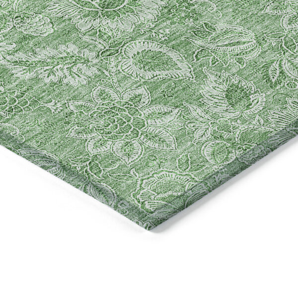 3' X 5' Green And Artichoke Green Floral Washable Indoor Outdoor Area Rug