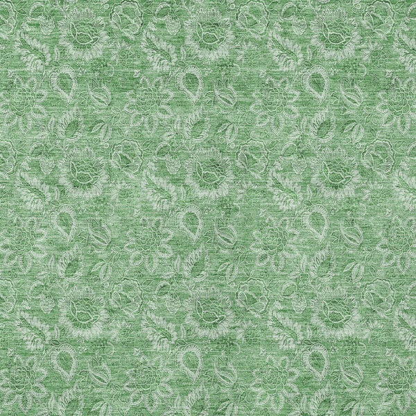 3' X 5' Green And Artichoke Green Floral Washable Indoor Outdoor Area Rug