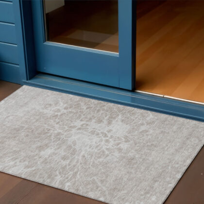3' X 5' Taupe Beige And Ivory Abstract Washable Indoor Outdoor Area Rug