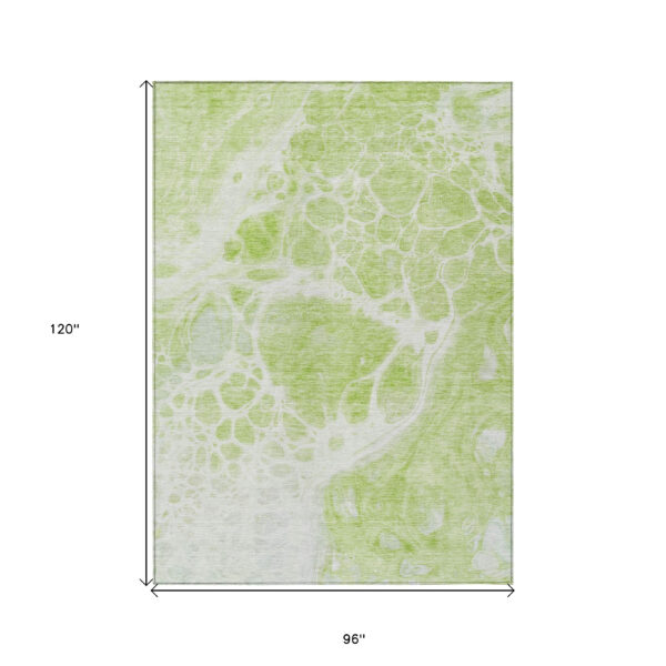 8' X 10' Artichoke Green And Ivory Nautical Washable Indoor Outdoor Area Rug