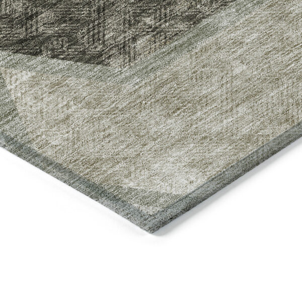 8' X 10' Taupe Beige And Chocolate Geometric Washable Indoor Outdoor Area Rug