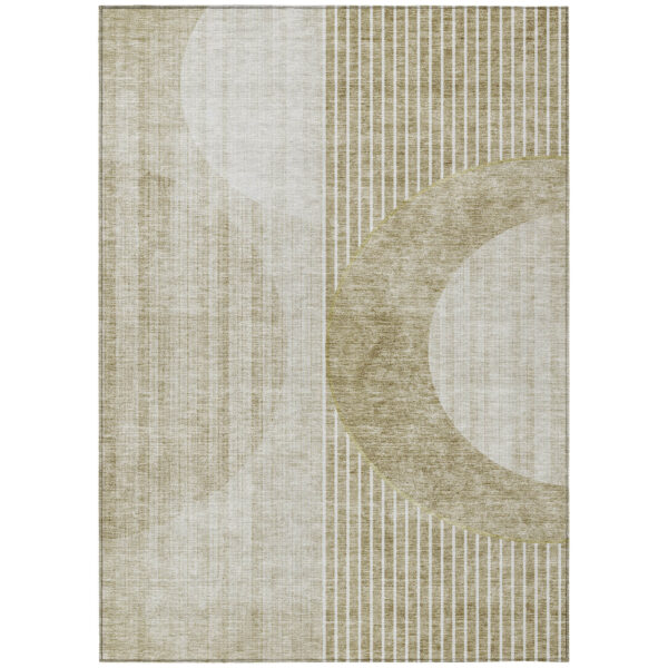 8' X 10' Taupe Beige And Tan Geometric Washable Indoor Outdoor Area Rug