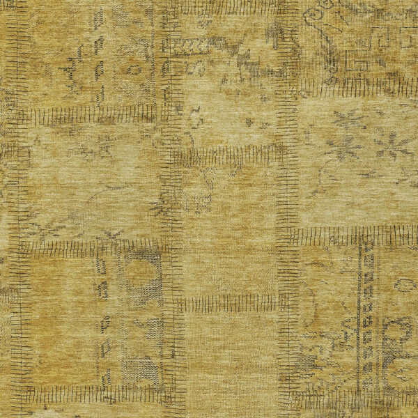 5' X 8' Gold Wheat And Gray Patchwork Washable Indoor Outdoor Area Rug