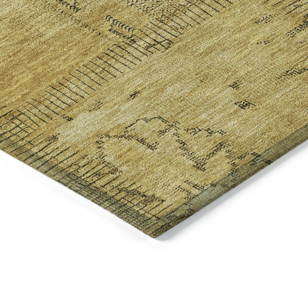 5' X 8' Gold Wheat And Gray Patchwork Washable Indoor Outdoor Area Rug