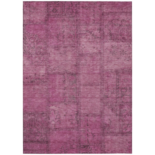 8' X 10' Blush Pink And Mauve Patchwork Washable Indoor Outdoor Area Rug