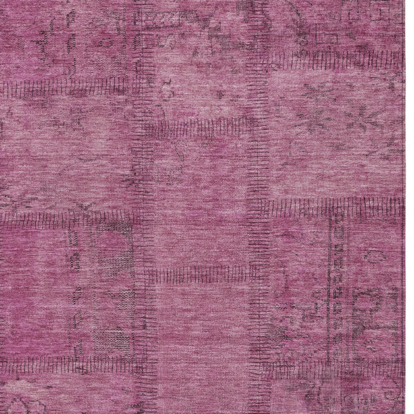 8' X 10' Blush Pink And Mauve Patchwork Washable Indoor Outdoor Area Rug