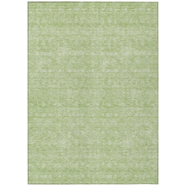 3' X 5' Artichoke Green Mint Green And Ivory Floral Washable Indoor Outdoor Area Rug