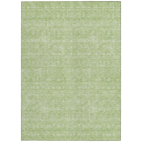 3' X 5' Artichoke Green Mint Green And Ivory Floral Washable Indoor Outdoor Area Rug