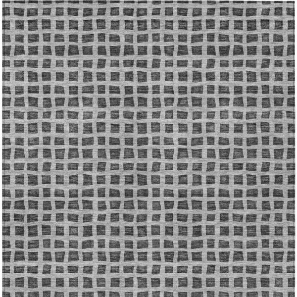 8' X 10' Graphite Gray And Silver Geometric Washable Indoor Outdoor Area Rug