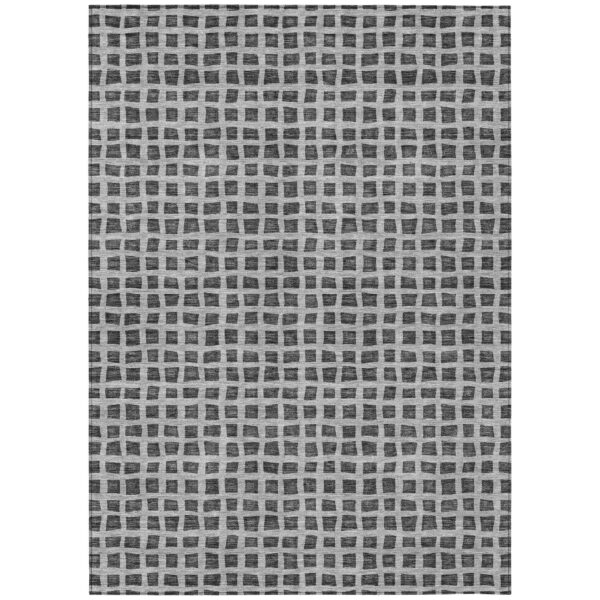 8' X 10' Graphite Gray And Silver Geometric Washable Indoor Outdoor Area Rug