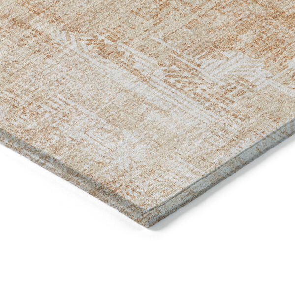 3' X 5' Coral Peach And Ivory Abstract Washable Indoor Outdoor Area Rug