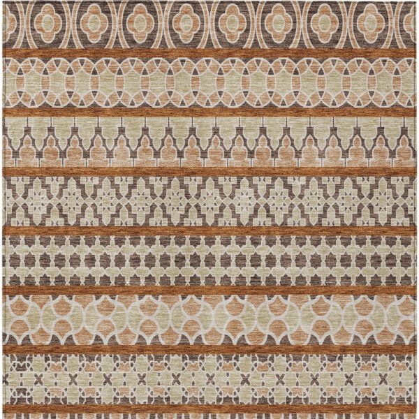 10' X 14' Chocolate And Taupe Quatrefoil Washable Indoor Outdoor Area Rug