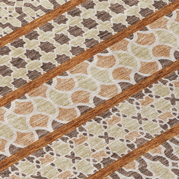 10' X 14' Chocolate And Taupe Quatrefoil Washable Indoor Outdoor Area Rug
