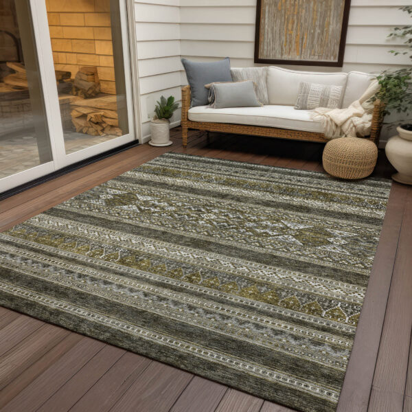 3' X 5' Taupe Beige And Ivory Southwestern Washable Indoor Outdoor Area Rug