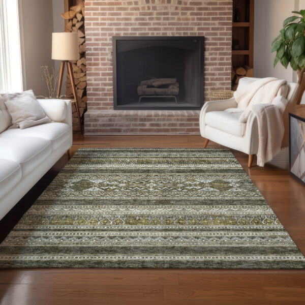 3' X 5' Taupe Beige And Ivory Southwestern Washable Indoor Outdoor Area Rug