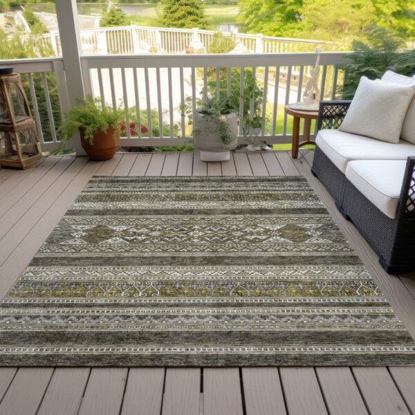 3' X 5' Taupe Beige And Ivory Southwestern Washable Indoor Outdoor Area Rug