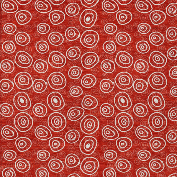 10' X 14' Red And Ivory Geometric Washable Indoor Outdoor Area Rug