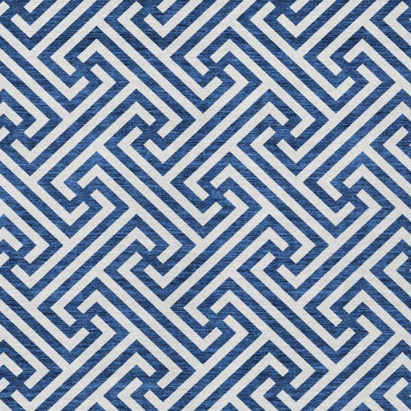 10' X 14' Blue And Ivory Geometric Washable Indoor Outdoor Area Rug